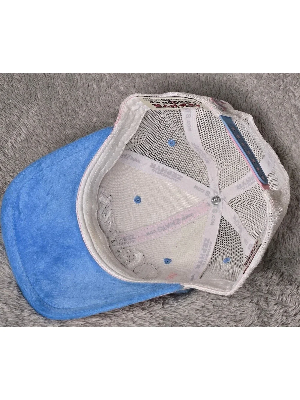 Zephyr Vegas Rhinestone Pink Blue Mesh Trucker Snapback Hat Sample Cap